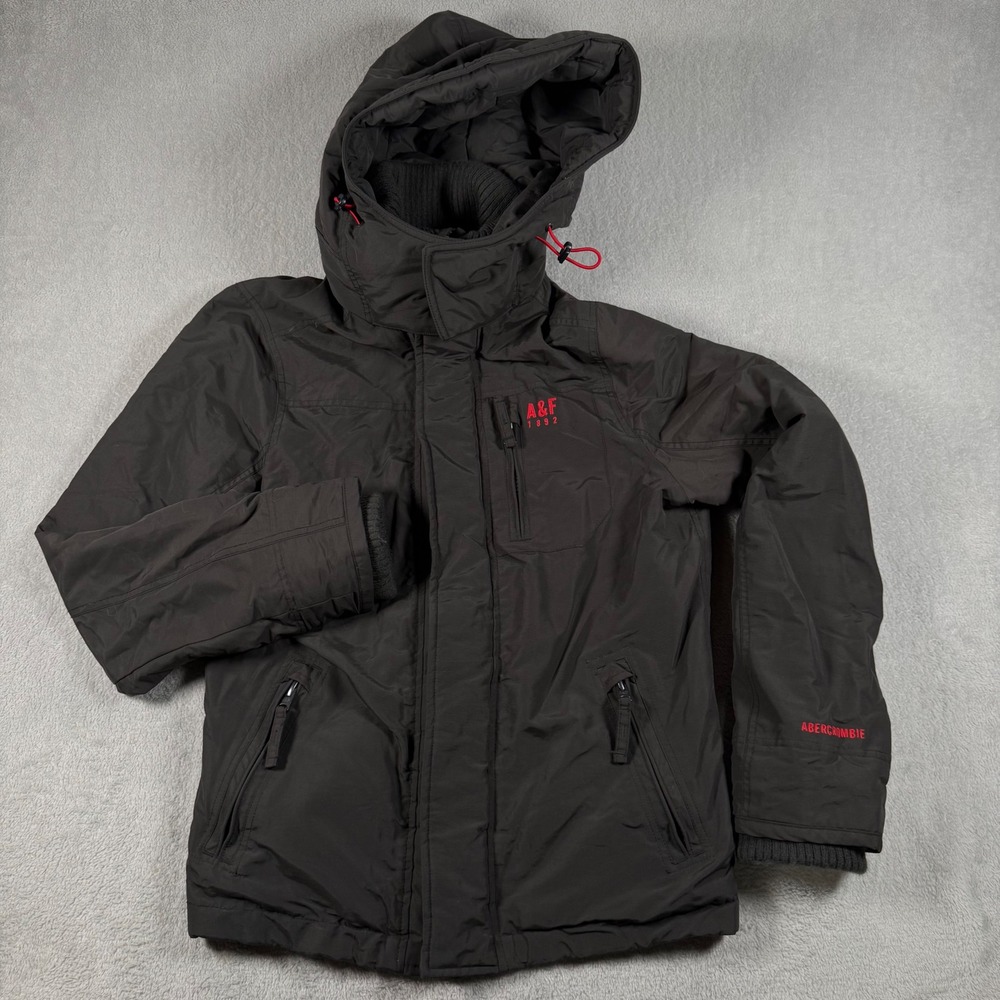 Vintage Abercrombie & Fitch Heavy Ski Jacket Heavy Hooded Fleece Parka Black M